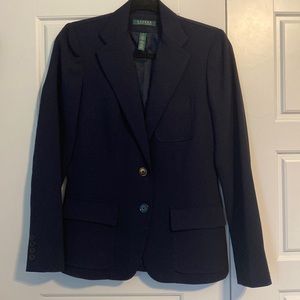 Lauren Ralph Lauren Navy Blue Soft Wool Knit Blazer Size 2 / Small